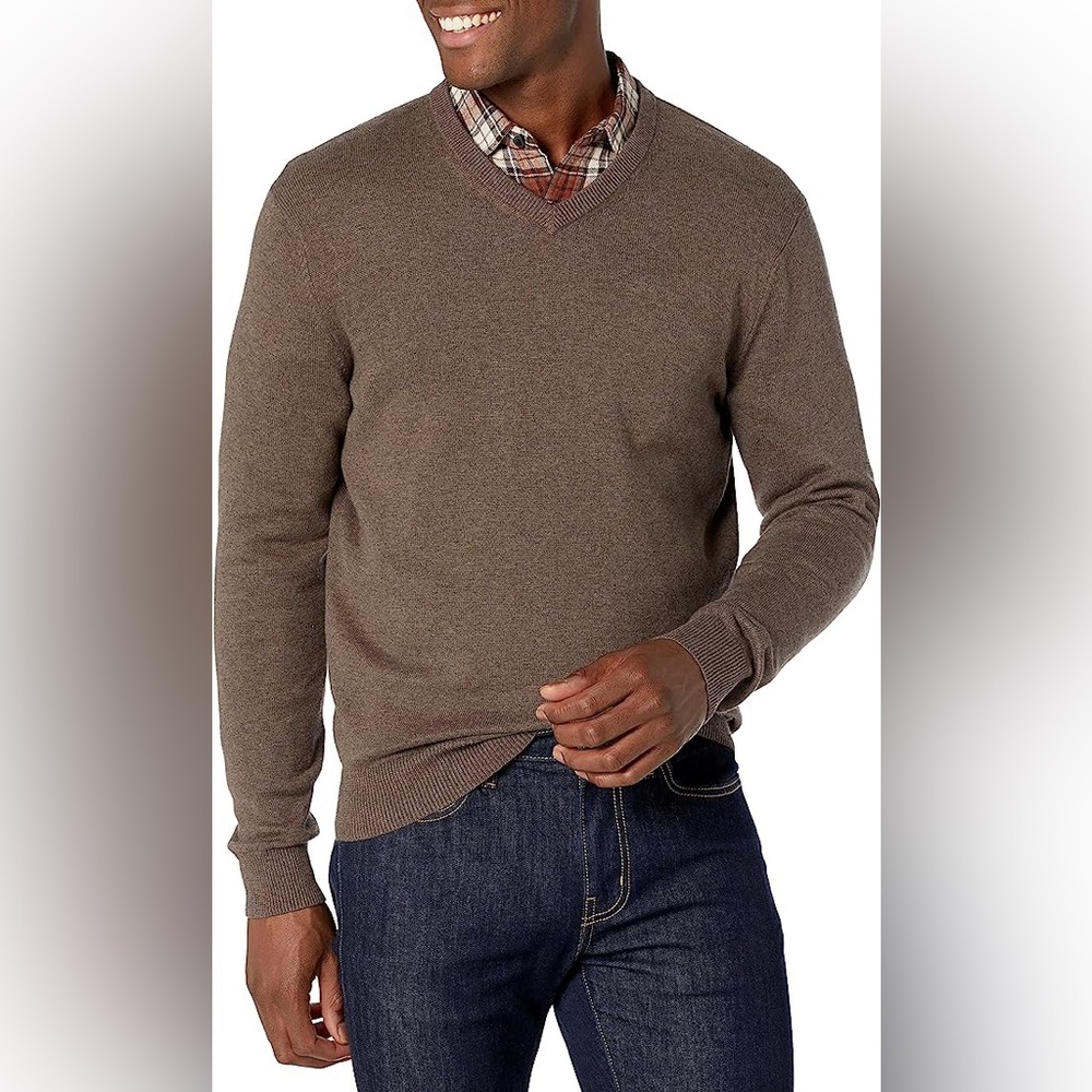 SEARCH FOR SANITY men’s Brown V-Neck Knit Pullover Sweater